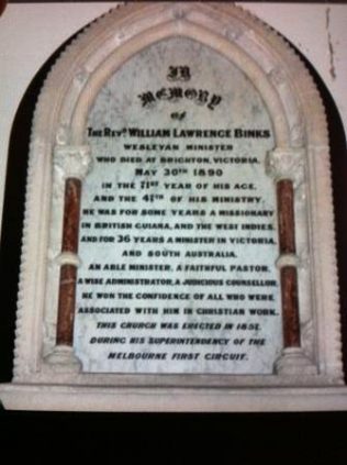 Memorial Tablet at Wesley Uniting Church