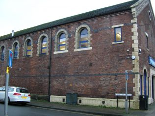 Church St-Caldewgate WM Chapel, Morton St elevation, NB barely visible ghosts of lower level windows, Dec 2014 | GW Oxley