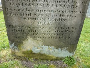 William's parents' grave in St Romald's Romaldkirk