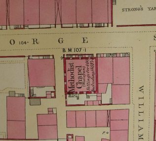 Ground plan of Wigton, George Street  WM  Chapel from 0S 1 to 500 Cumberland XXIX 5 25 circa 1860 ii | g